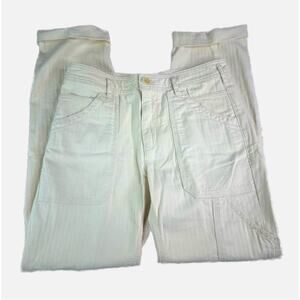 Anthropologie Textured Ribbed Utility Pants - CREAM TAN WINTER WHITE